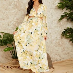 Floral cutout maxi dress